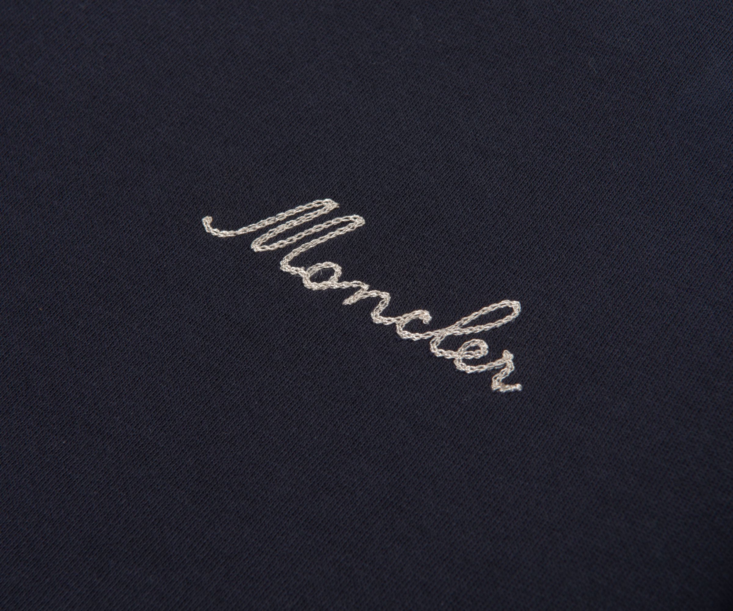 Moncler Navy Embroidered Logo 1/4 Zip Sweatshirt