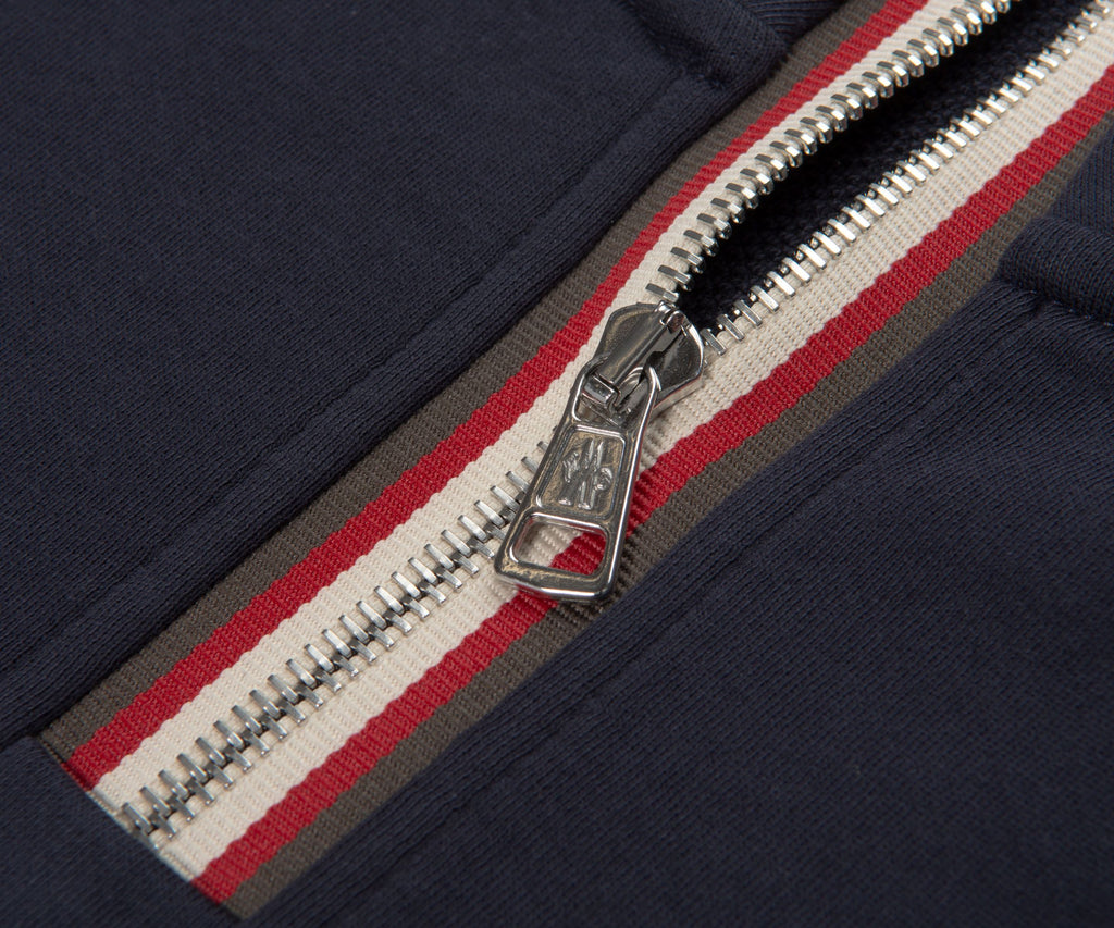 Moncler Navy Embroidered Logo 1/4 Zip Sweatshirt