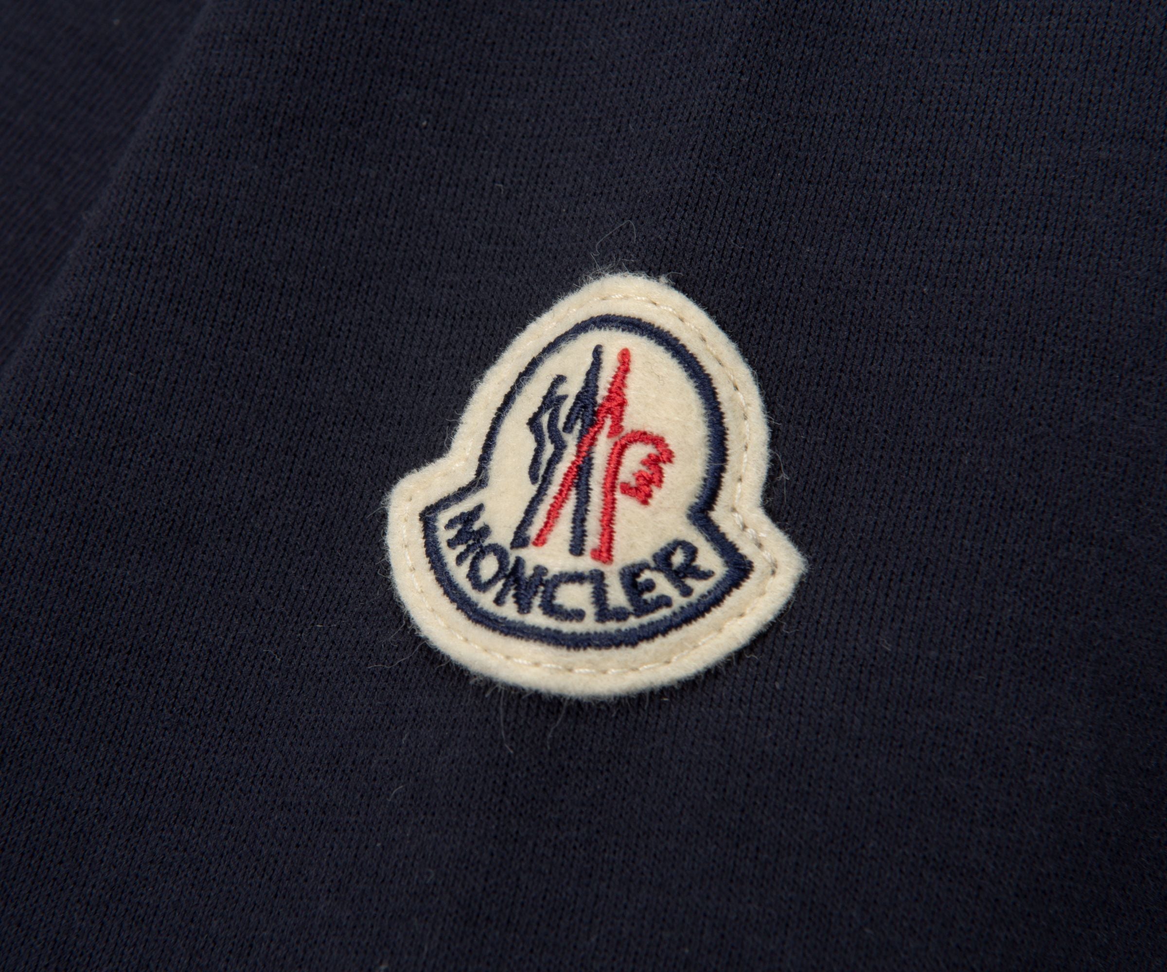 Moncler Navy Embroidered Logo 1/4 Zip Sweatshirt
