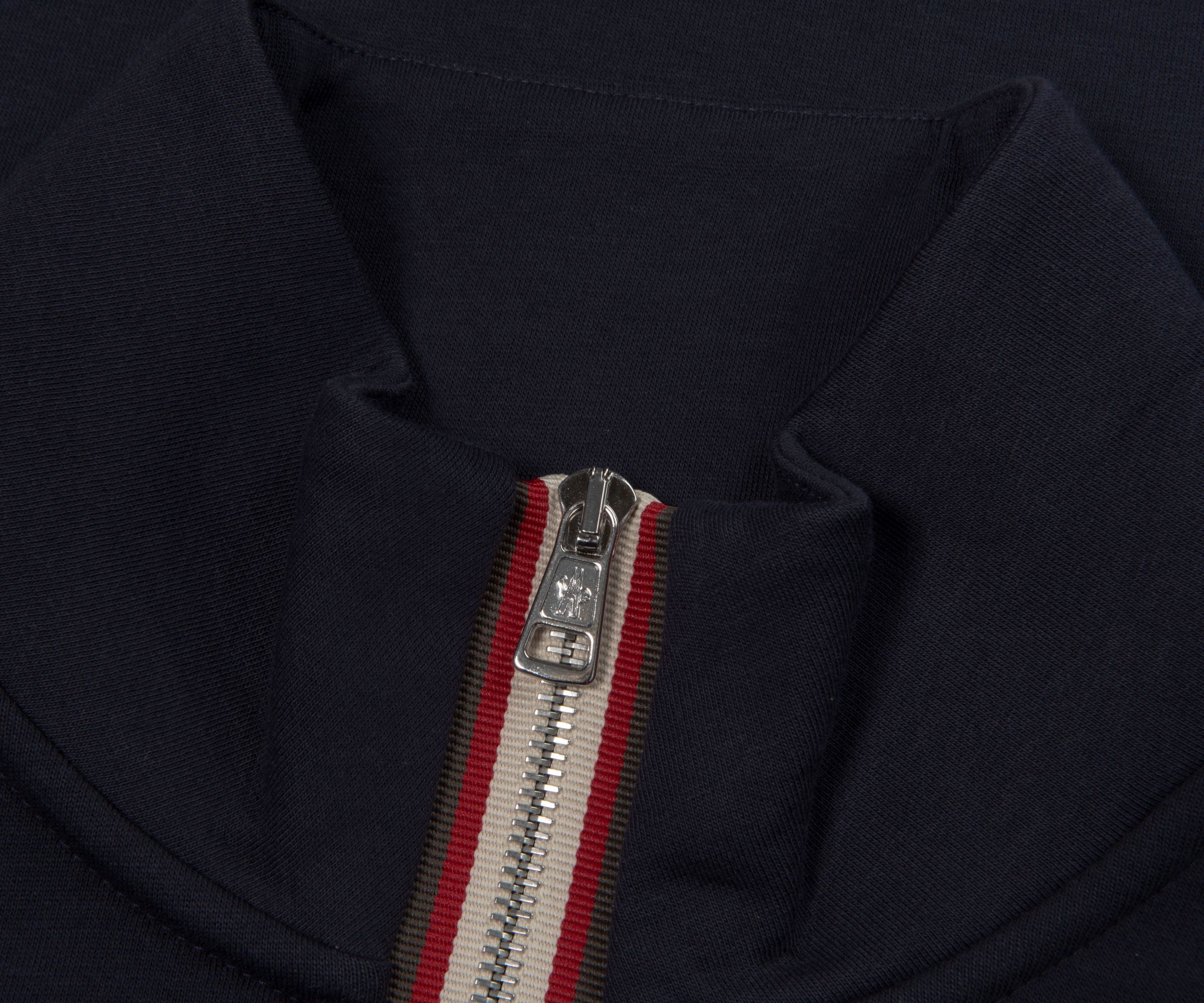 Moncler Navy Embroidered Logo 1/4 Zip Sweatshirt