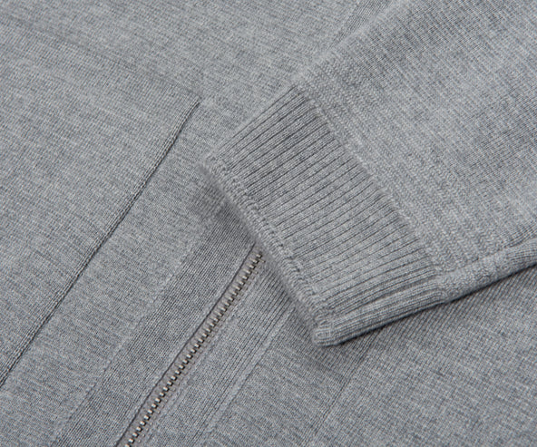 Moncler Grey Wool Zip-up 3 Pocket Cardigan