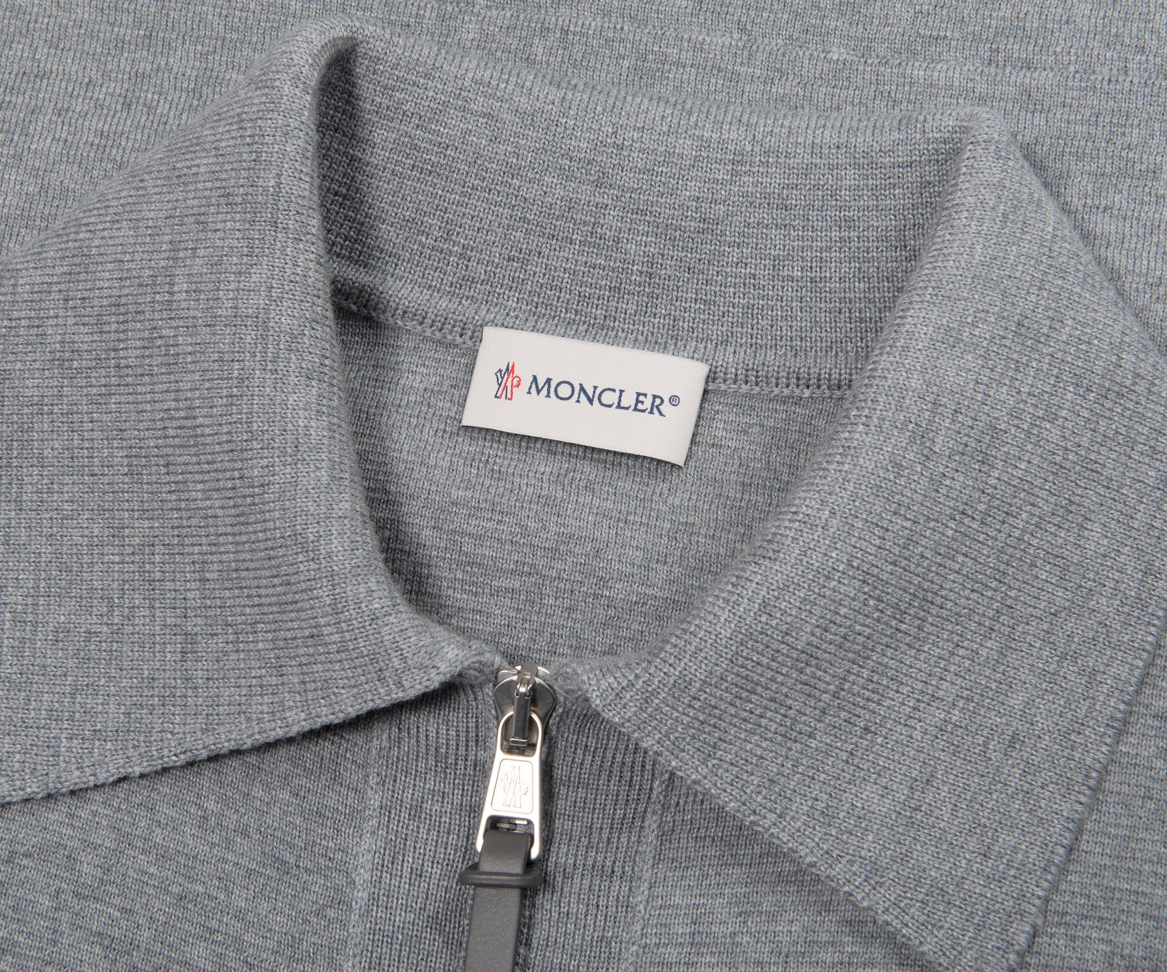 Moncler Grey Wool Zip-up 3 Pocket Cardigan