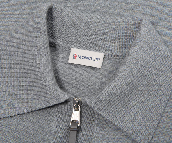 Moncler Grey Wool Zip-up 3 Pocket Cardigan