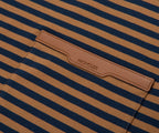 Moncler Navy/ Rust Striped Leather Pocket T-Shirt