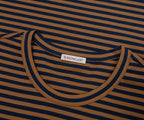 Moncler Navy/ Rust Striped Leather Pocket T-Shirt