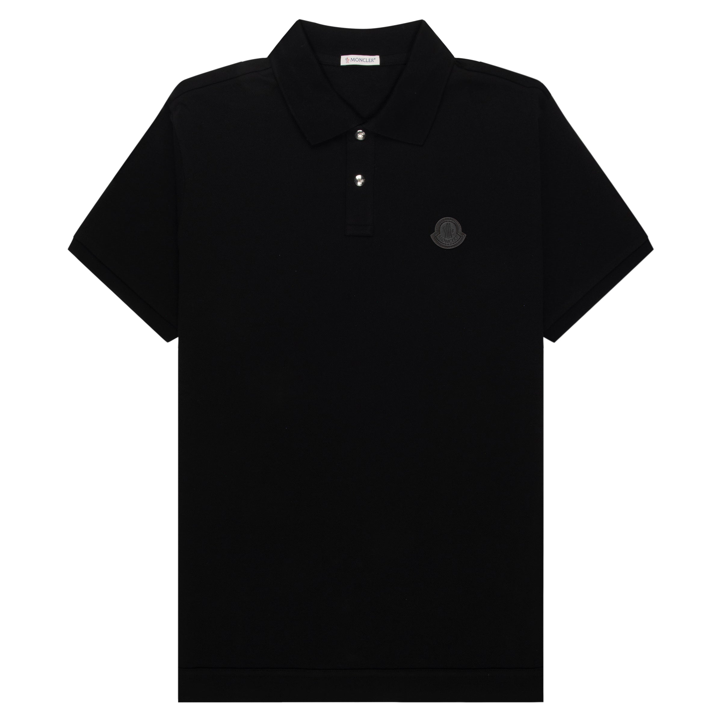 Moncler Black Leather Badge Silver Button Polo