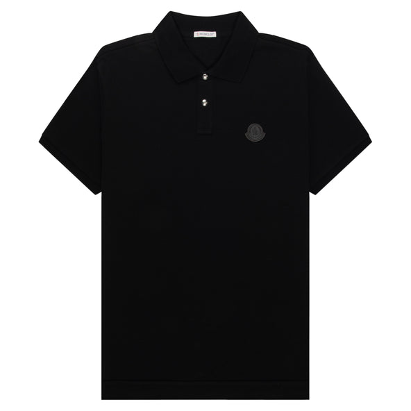 Moncler Black Leather Badge Silver Button Polo
