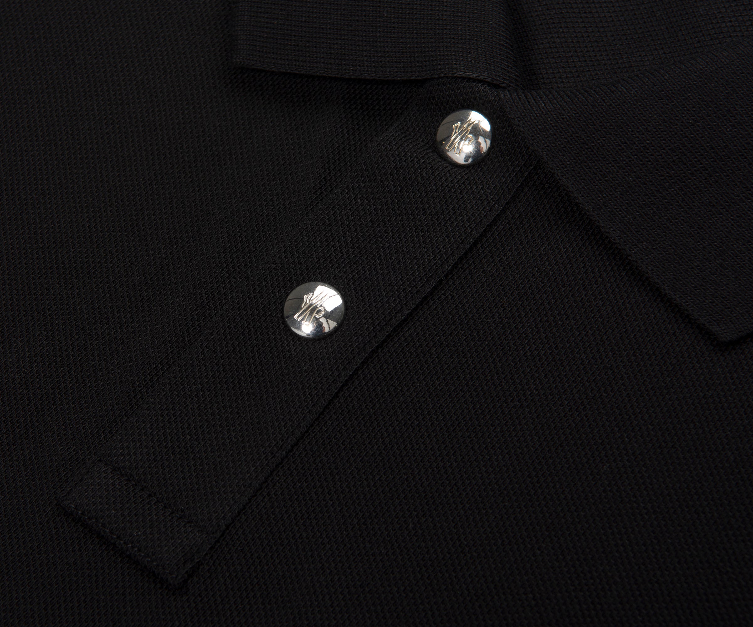 Moncler Black Leather Badge Silver Button Polo