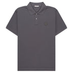 Moncler Grey Leather Badge Silver Button Polo