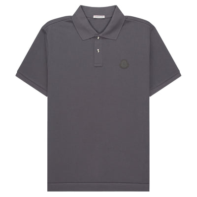 Moncler Grey Leather Badge Silver Button Polo