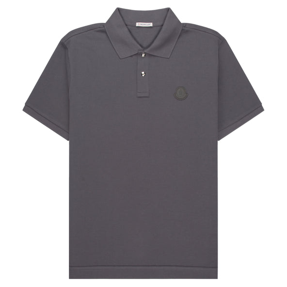 Moncler Grey Leather Badge Silver Button Polo