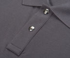 Moncler Grey Leather Badge Silver Button Polo