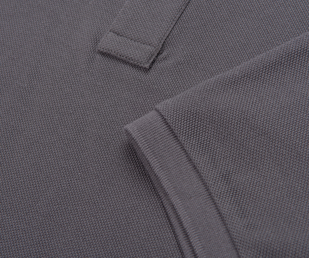 Moncler Grey Leather Badge Silver Button Polo