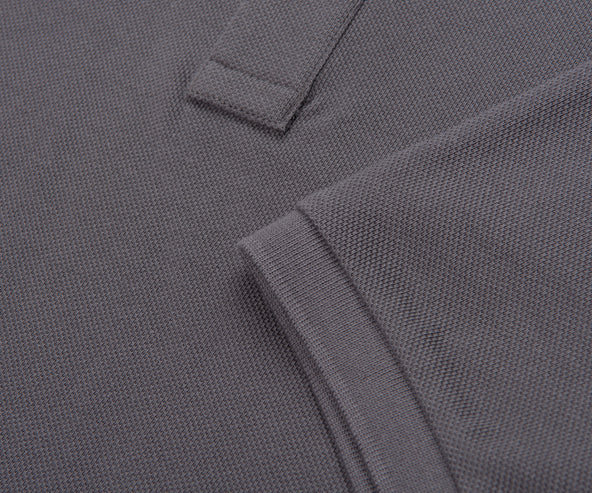 Moncler Grey Leather Badge Silver Button Polo