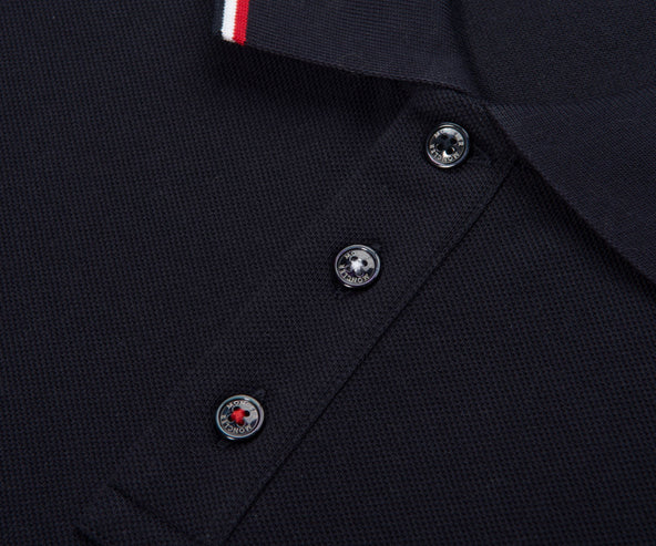Moncler Classic Navy Tricolour-Trimmed Polo