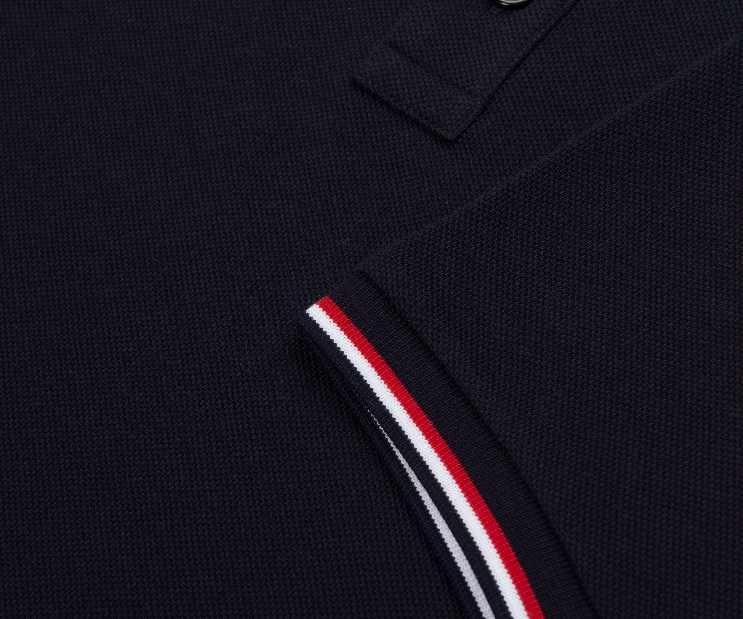 Moncler Classic Navy Tricolour-Trimmed Polo