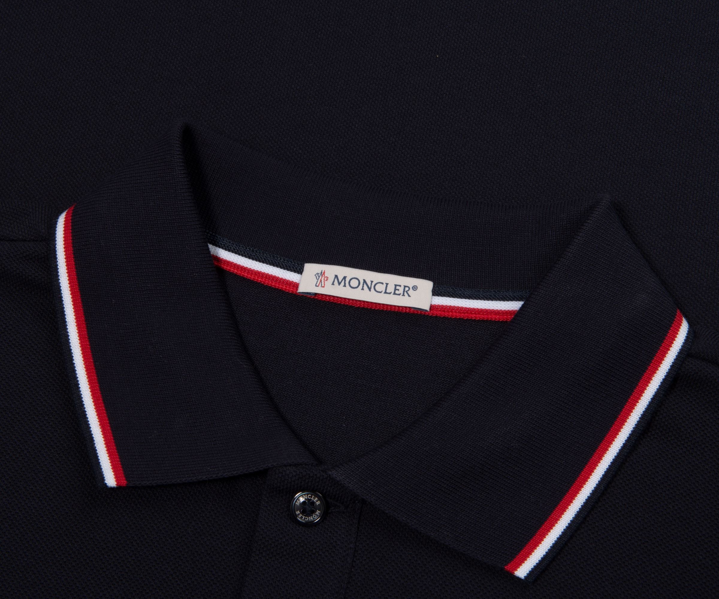Moncler Classic Navy Tricolour-Trimmed Polo