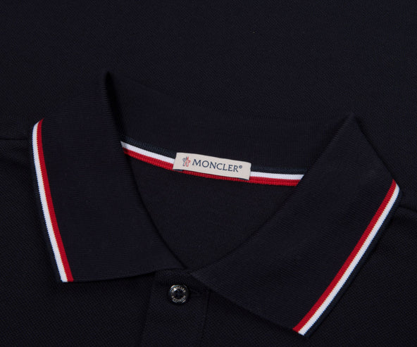 Moncler Classic Navy Tricolour-Trimmed Polo