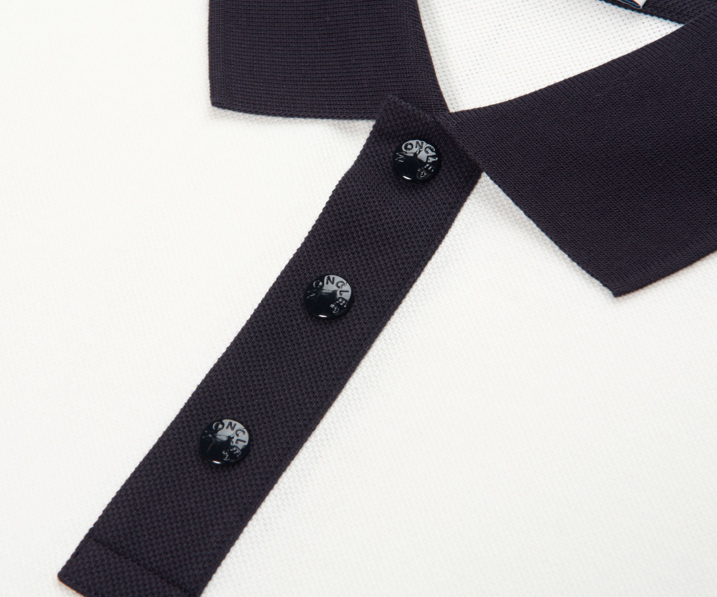 Moncler White Embroidered Logo Polo Shirt