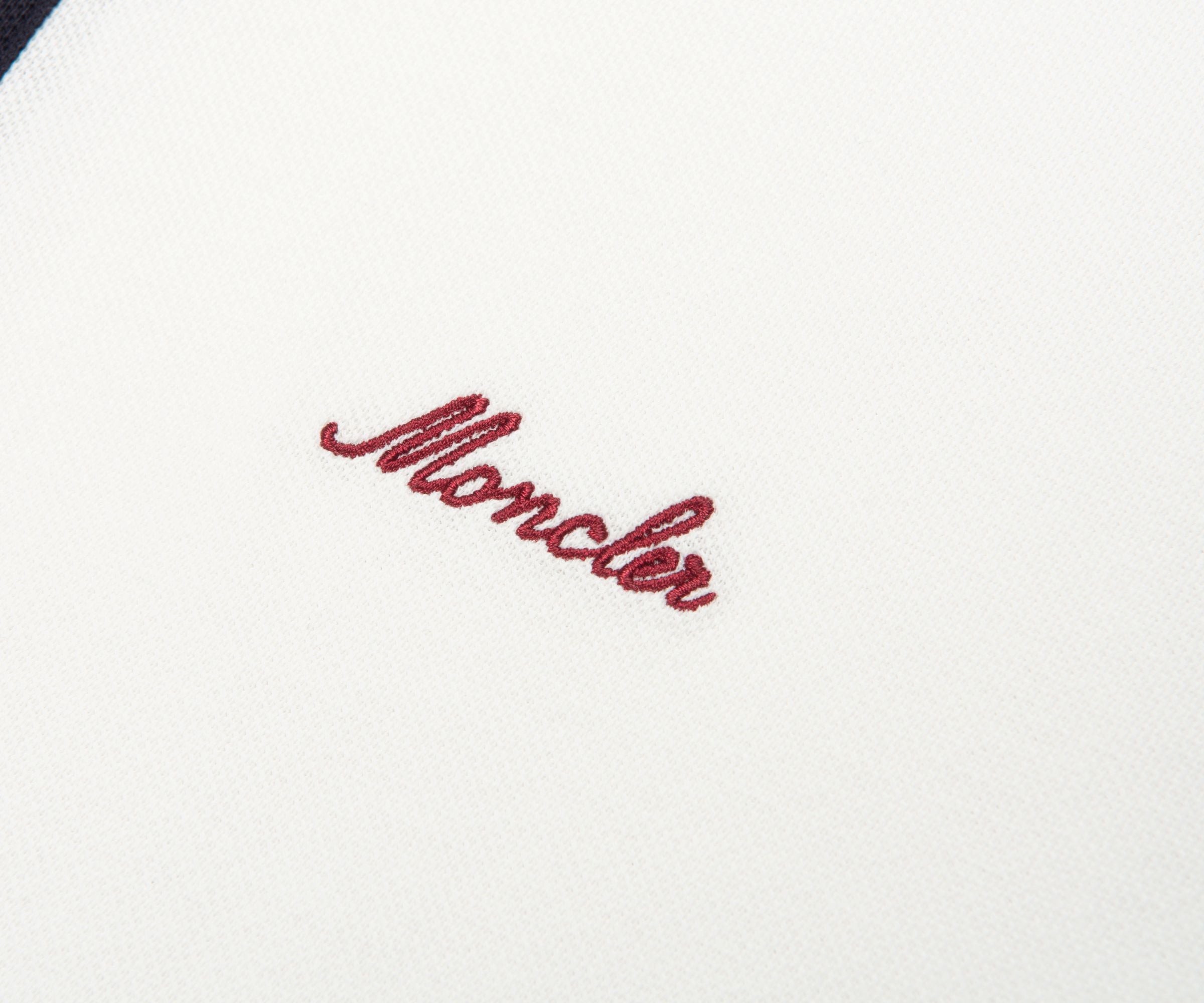 Moncler White Embroidered Logo Polo Shirt