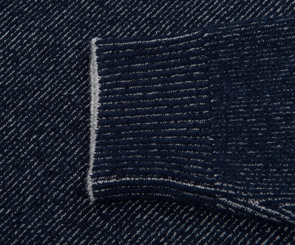 Stone Island Blue Melange Plated Rib Boucle Cotton Sweater