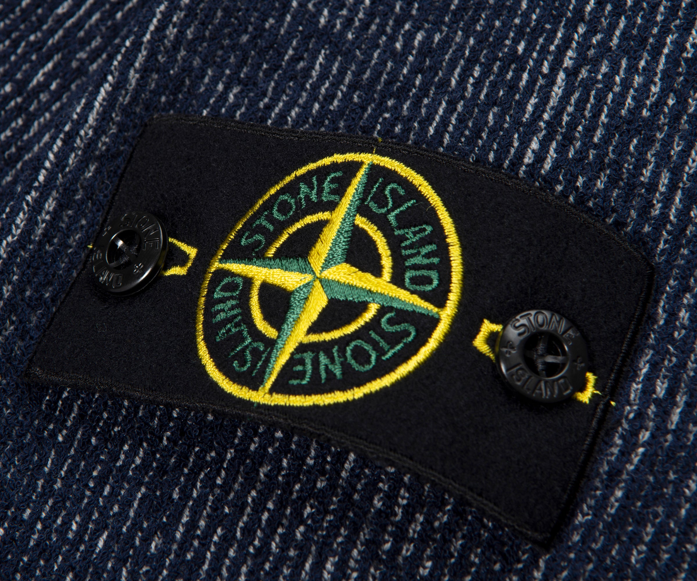 Stone Island Blue Melange Plated Rib Boucle Cotton Sweater