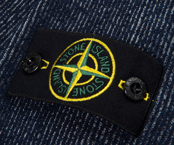 Stone Island Blue Melange Plated Rib Boucle Cotton Sweater