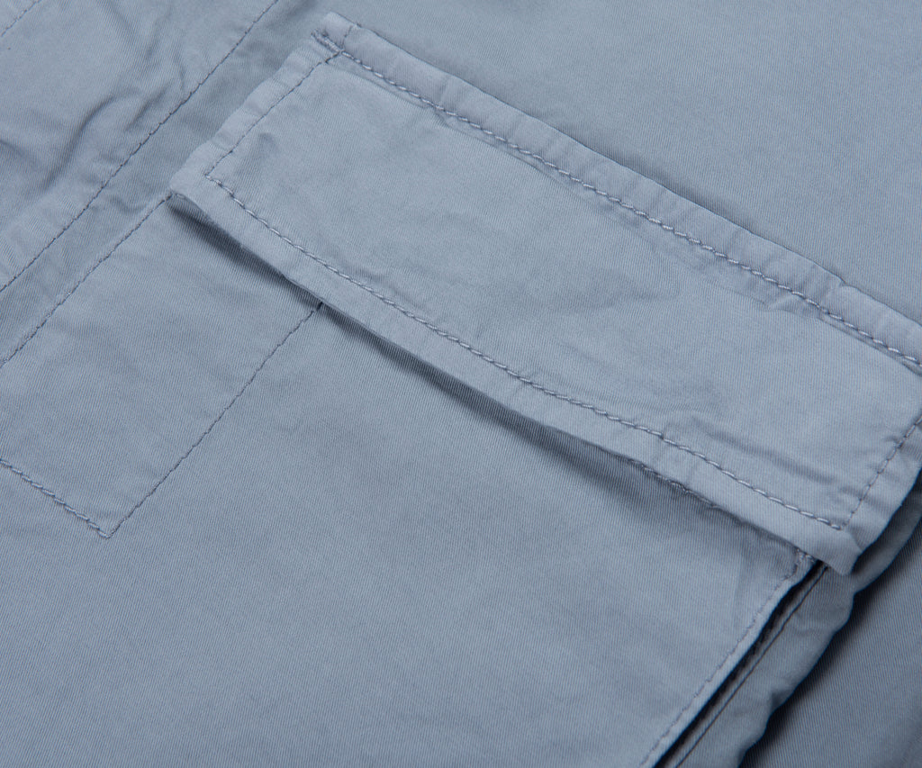 Stone Island Sky Blue Cotton Overshirt With Chest Pocket