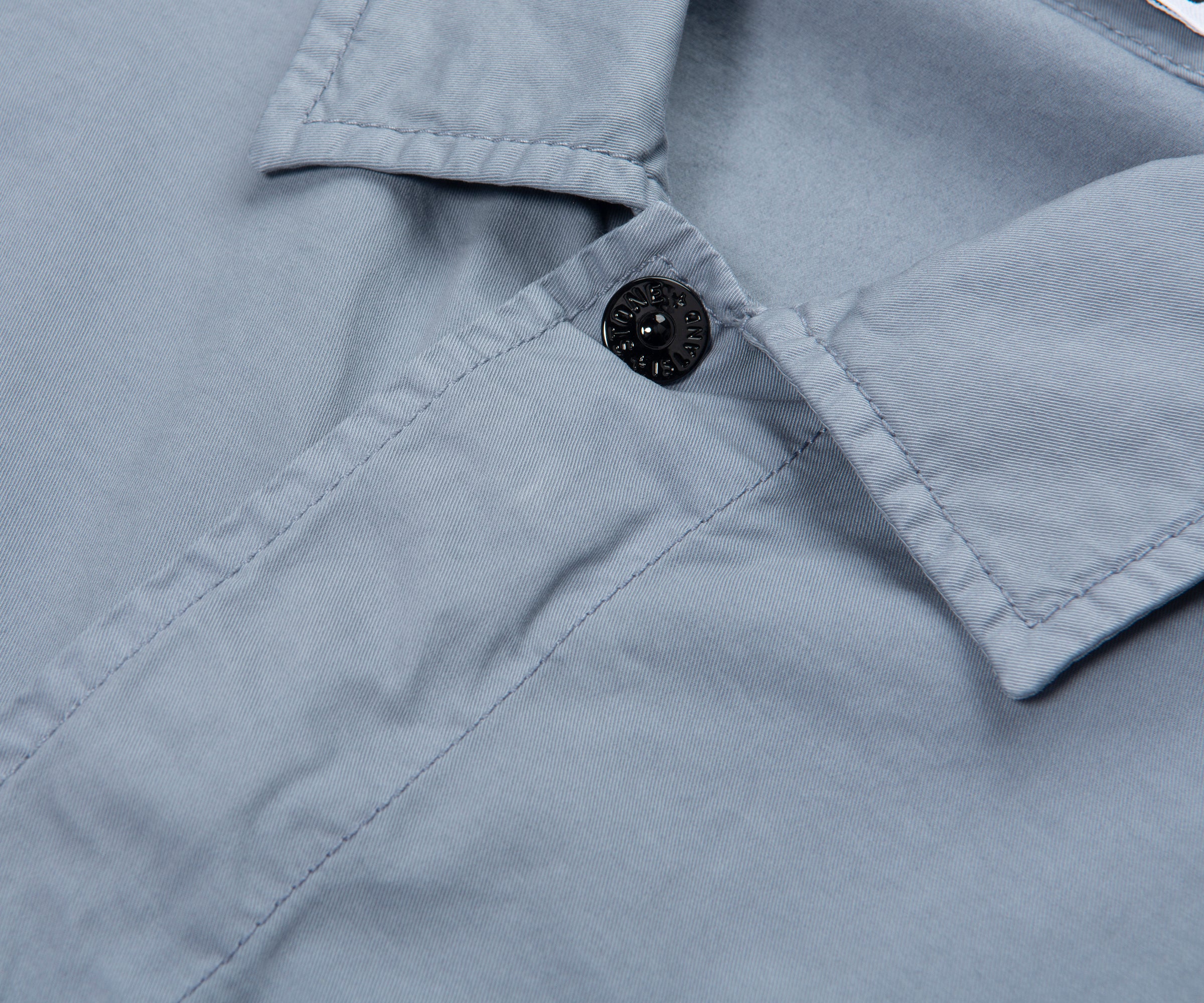 Stone Island Sky Blue Cotton Overshirt With Chest Pocket