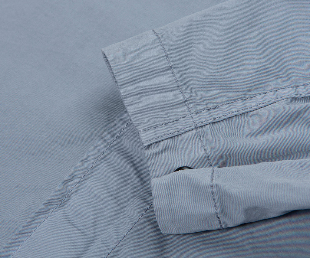 Stone Island Sky Blue Cotton Overshirt With Chest Pocket
