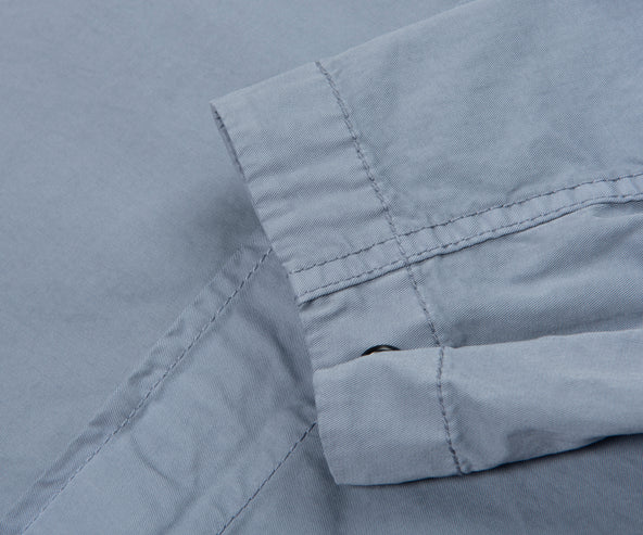 Stone Island Sky Blue Cotton Overshirt With Chest Pocket