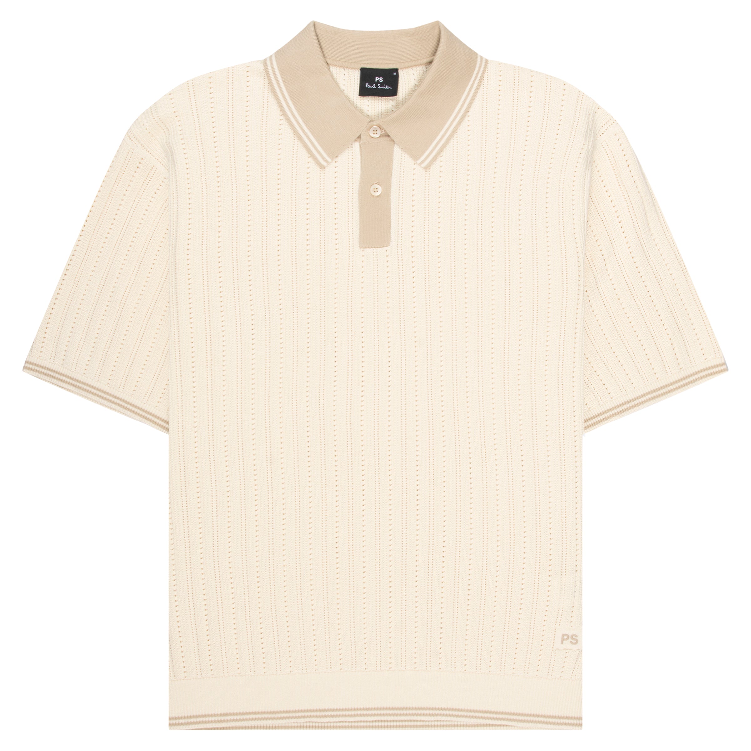 Paul Smith Cream Knitted Detailed Polo