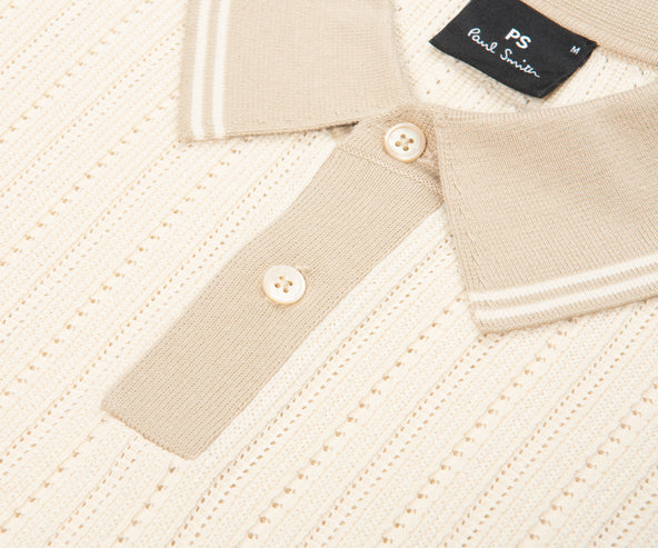 Paul Smith Cream Knitted Detailed Polo