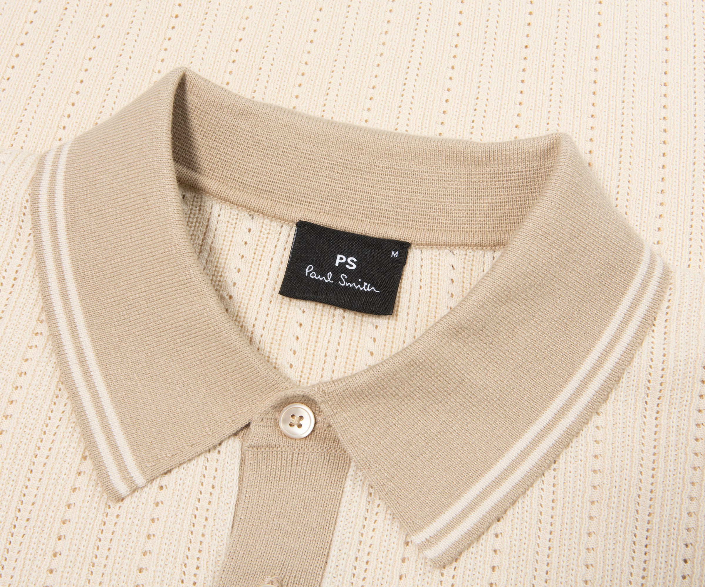 Paul Smith Cream Knitted Detailed Polo