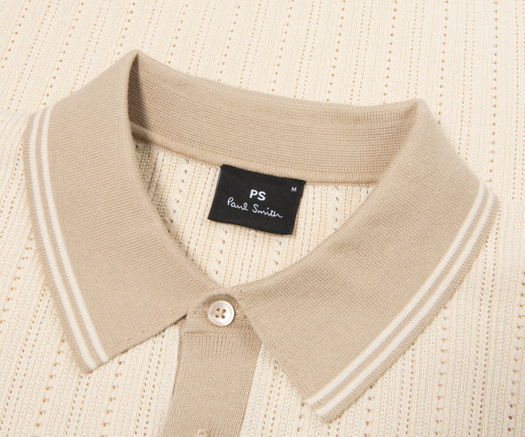 Paul Smith Cream Knitted Detailed Polo