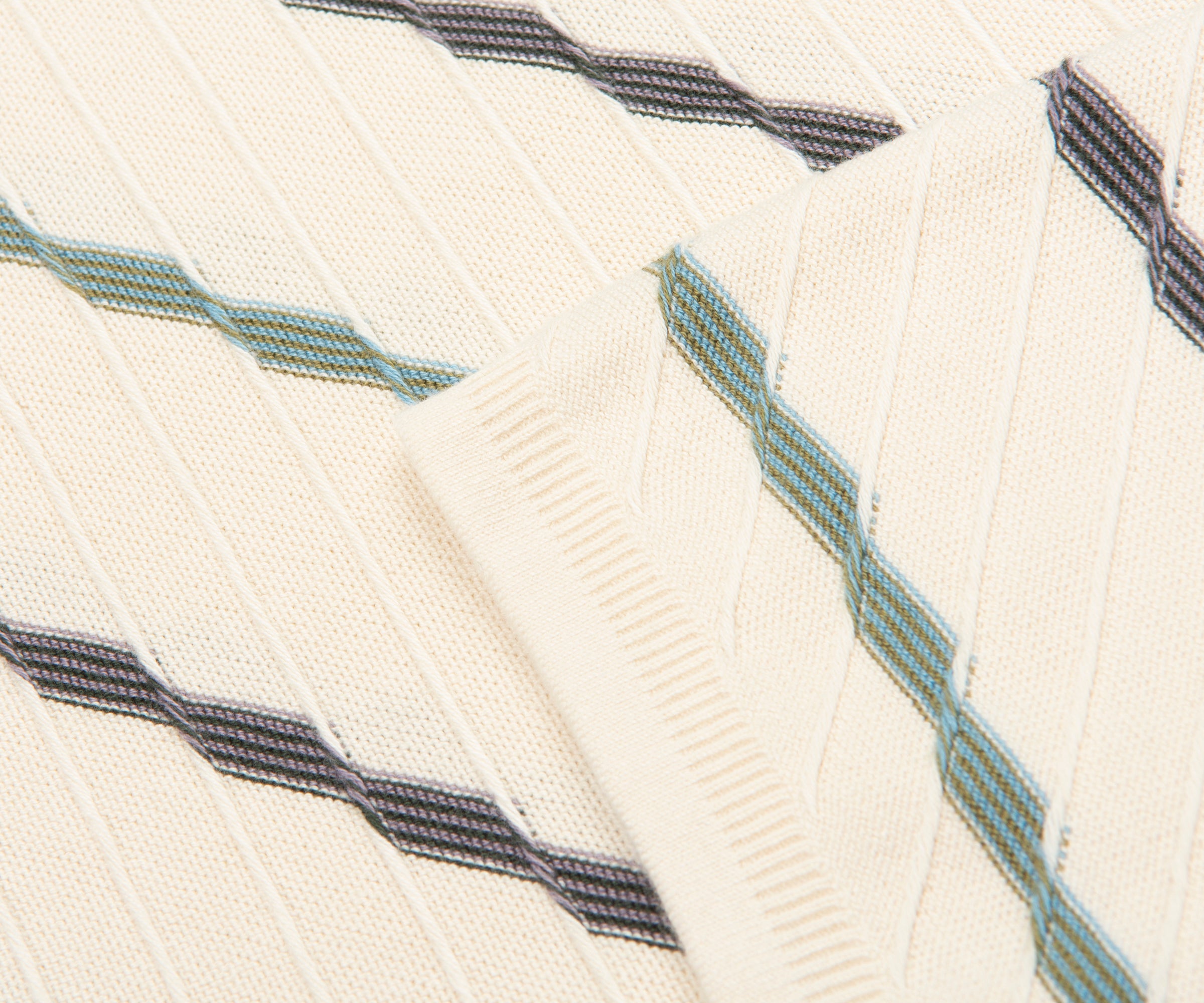 Paul Smith Cream Textured Zig Zag Striped Knitted T-Shirt