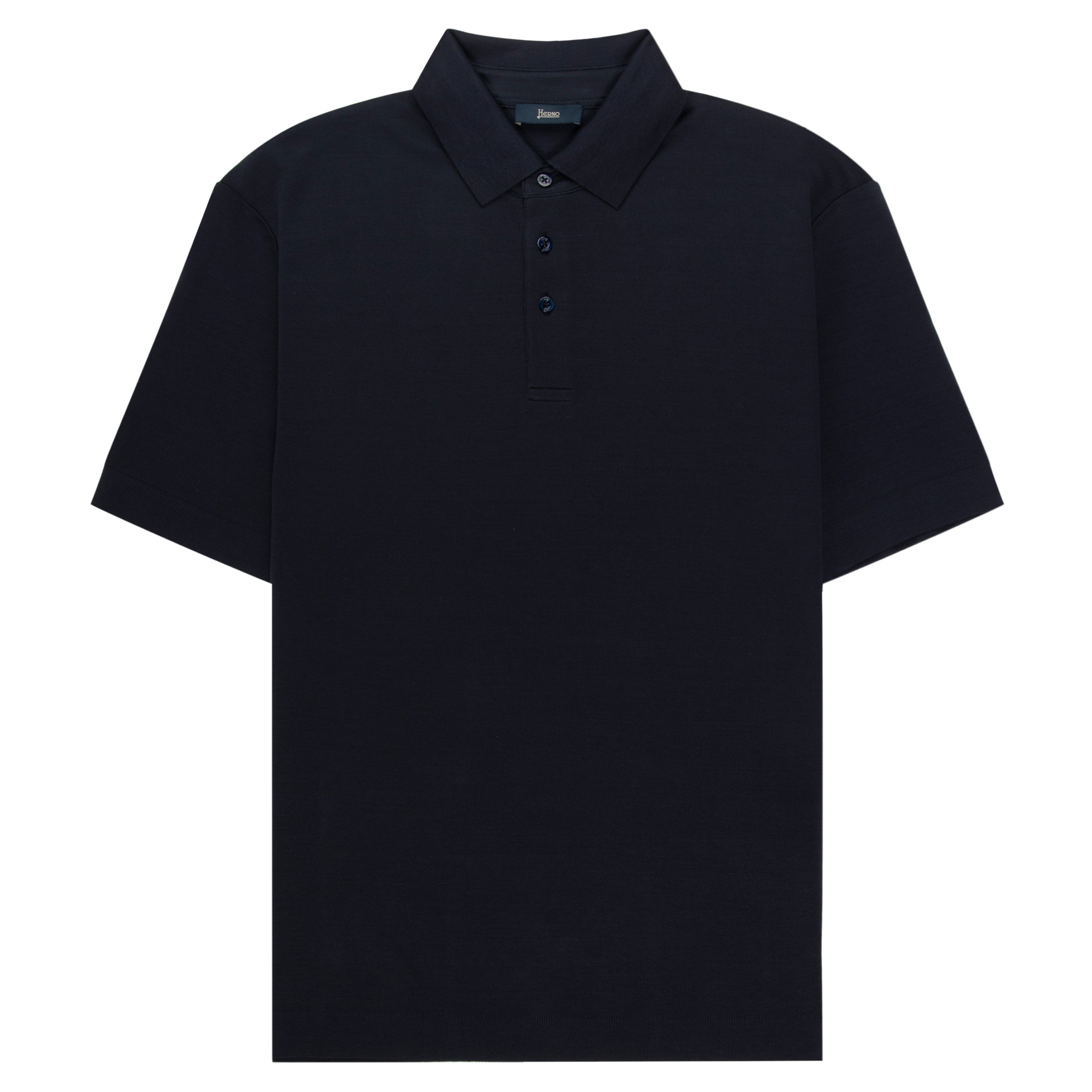 Herno Navy Knitted SS Polo Shirt
