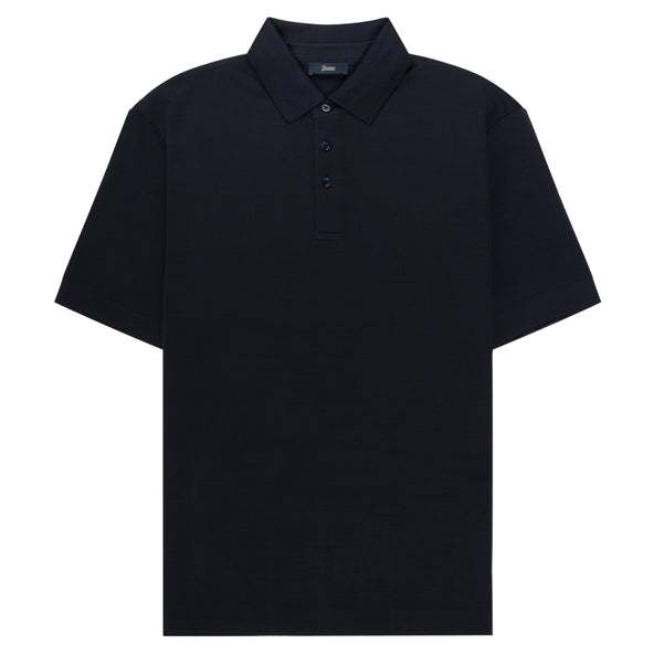 Herno Navy Knitted SS Polo Shirt