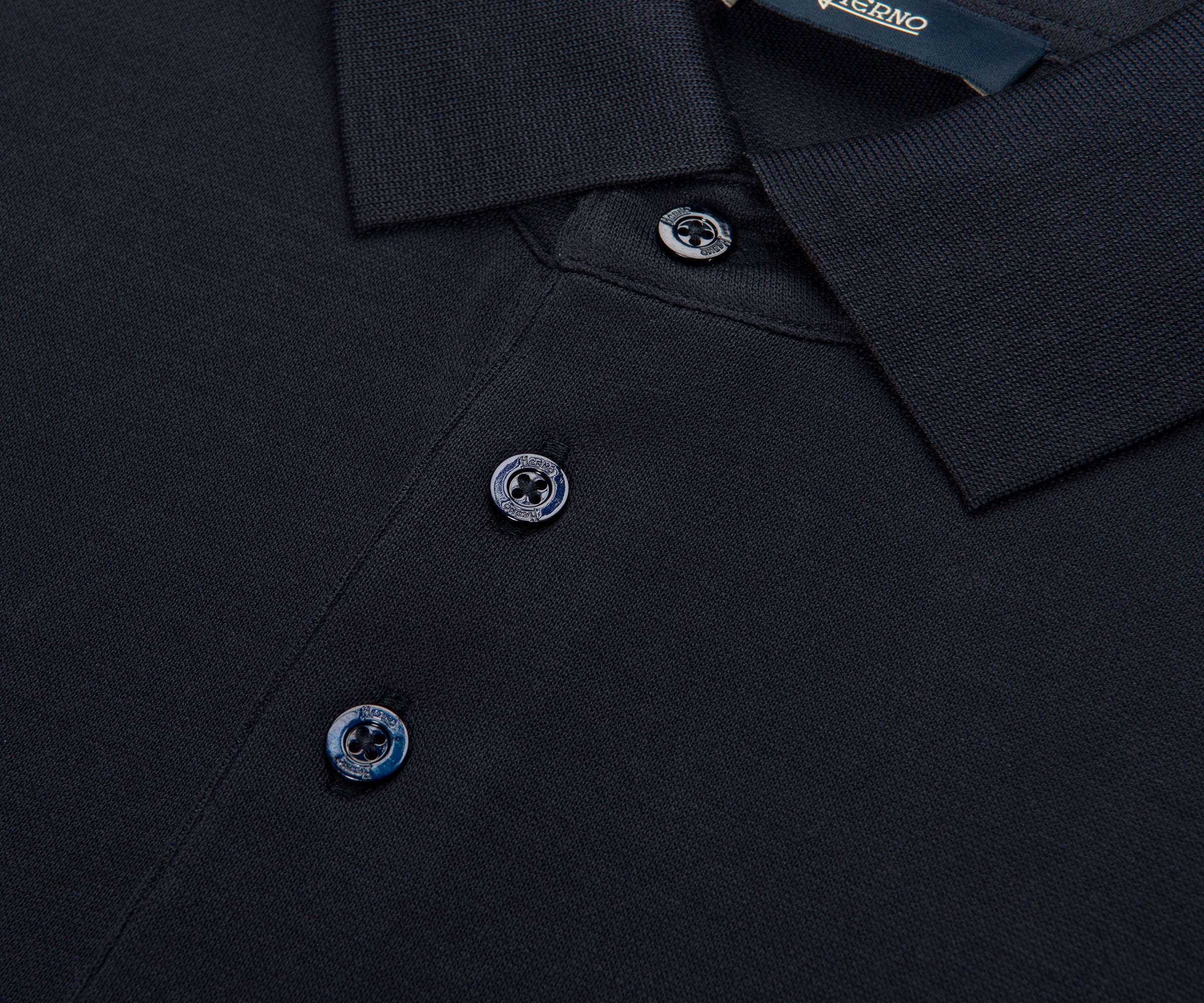 Herno Navy Knitted SS Polo Shirt