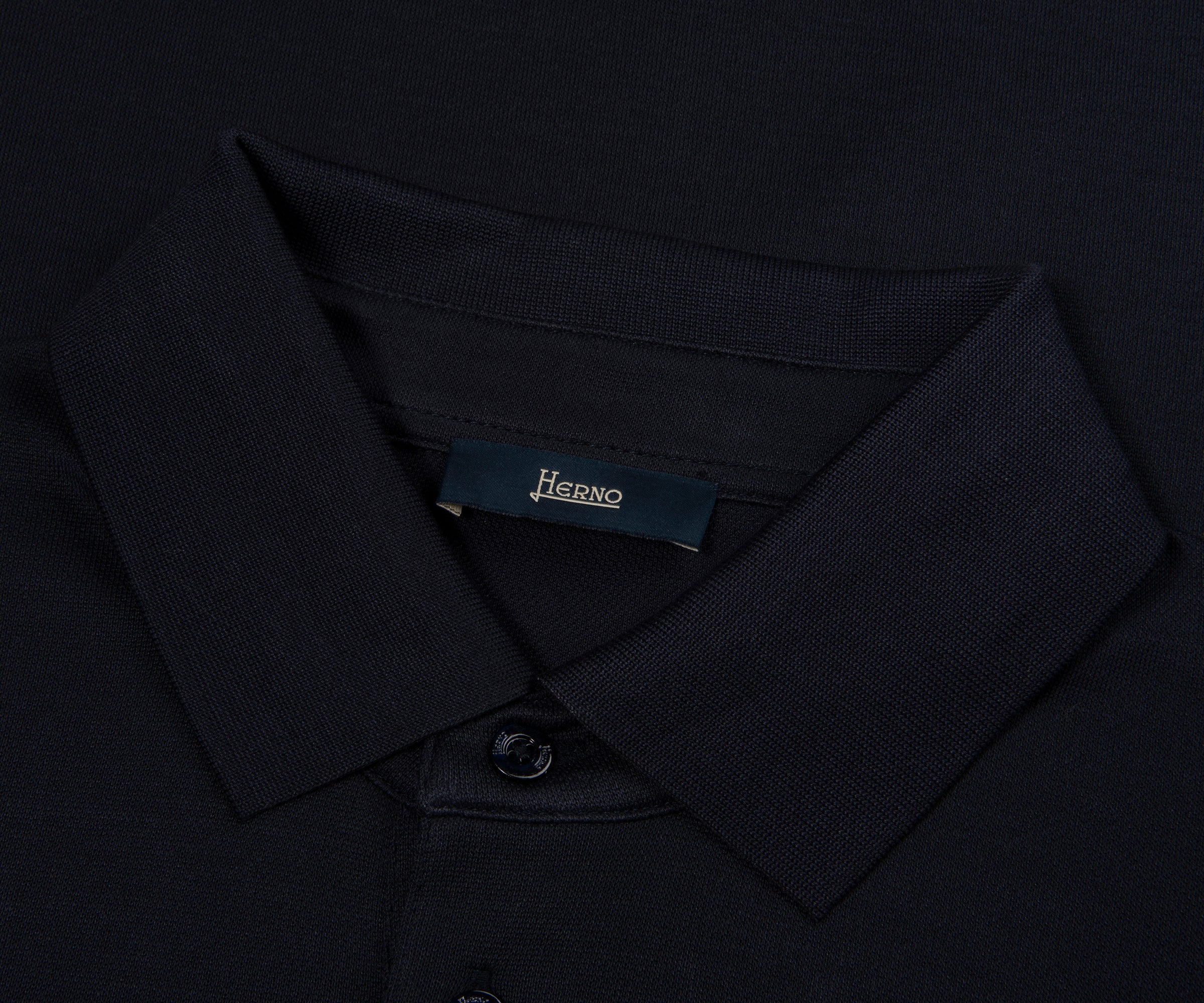Herno Navy Knitted SS Polo Shirt