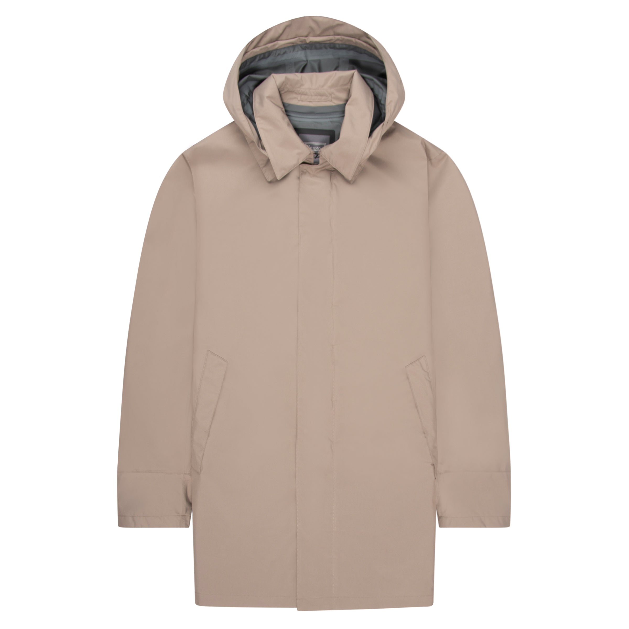Herno Taupe Hooded Waterproof 3/4 Jacket
