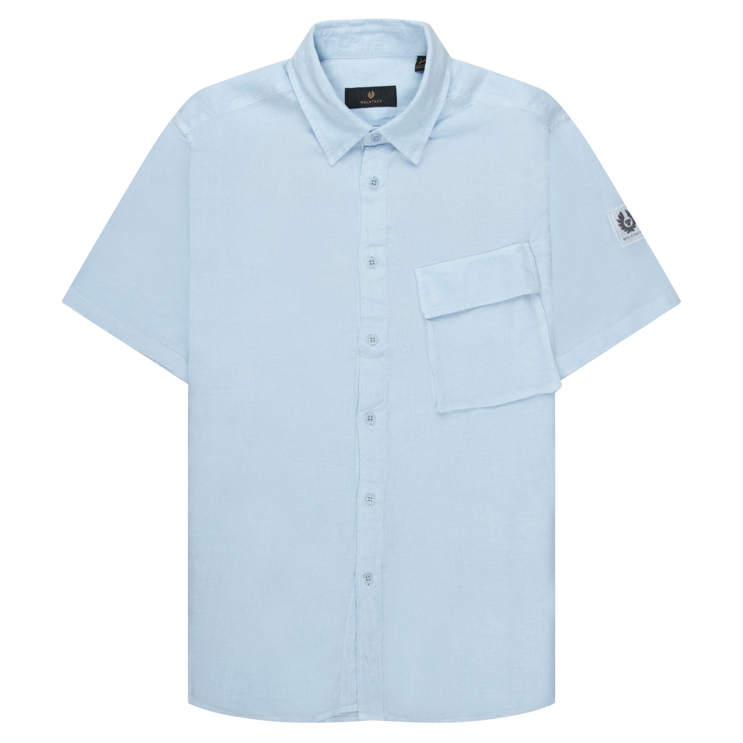 Belstaff Sky Blue Scale SS Linen Shirt