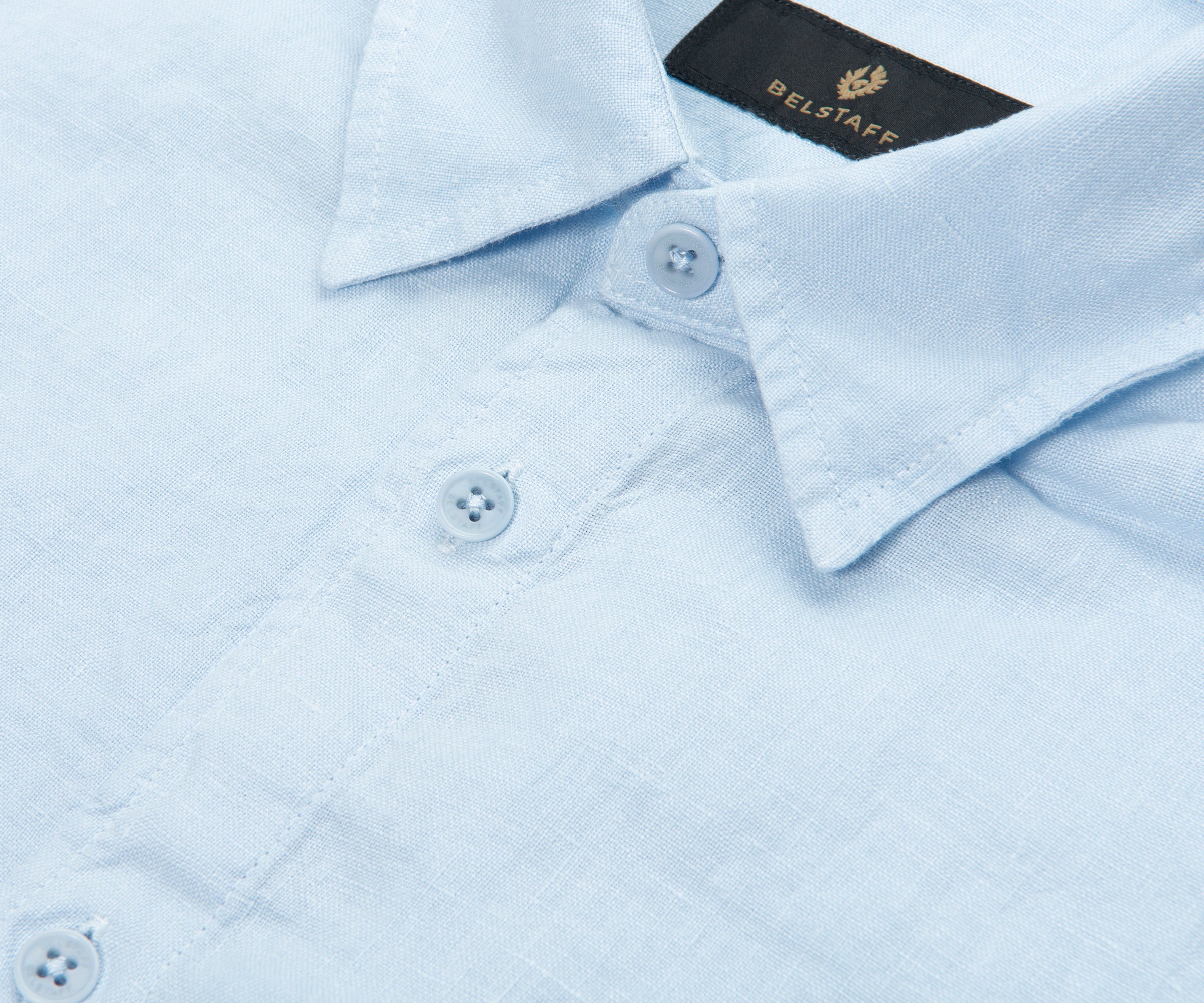 Belstaff Sky Blue Scale SS Linen Shirt