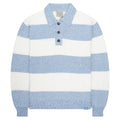 Paul & Shark Light Blue/White Fleck Striped 1/4 Button Knit