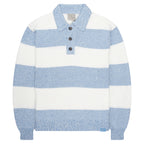 Paul & Shark Light Blue/White Fleck Striped 1/4 Button Knit