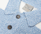 Paul & Shark Light Blue/White Fleck Striped 1/4 Button Knit