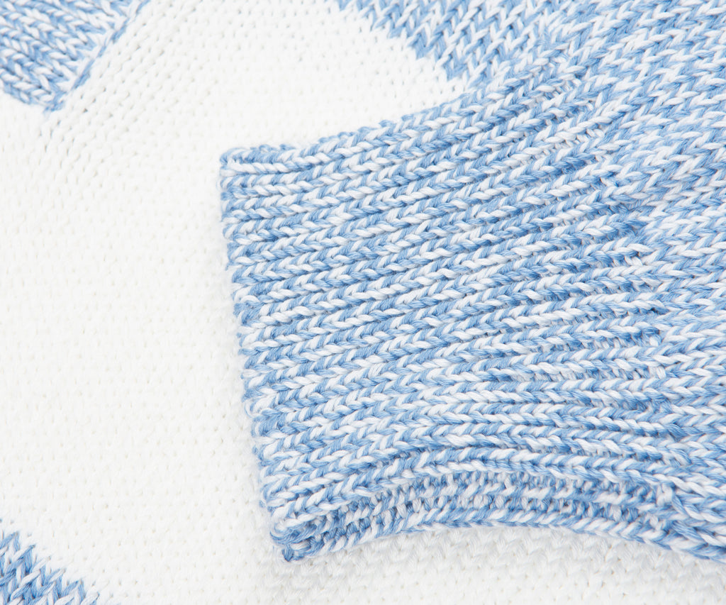 Paul & Shark Light Blue/White Fleck Striped 1/4 Button Knit