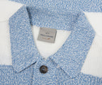 Paul & Shark Light Blue/White Fleck Striped 1/4 Button Knit