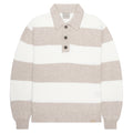 Paul & Shark Light Brown/White Fleck Striped 1/4 Button Knit