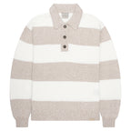 Paul & Shark Light Brown/White Fleck Striped 1/4 Button Knit